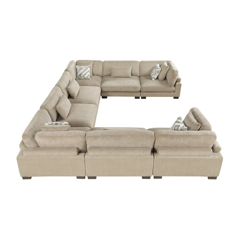 Canapé modulaire 8 pièces Connell, Microfibre/microsuède brun