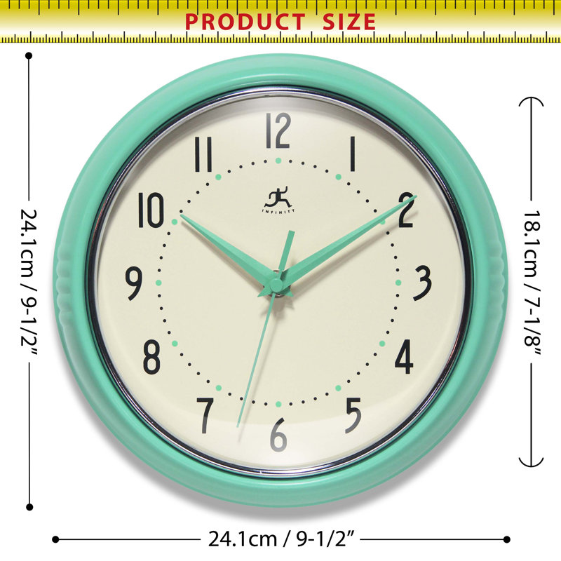 Horloge murale Desdra, Vert menthe, Petit