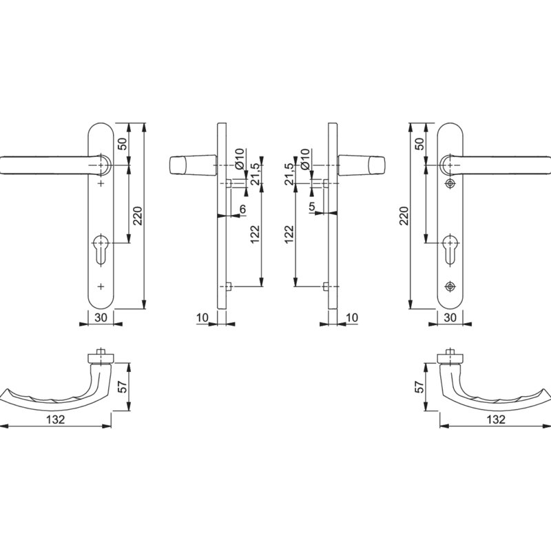 Keyed Right Hand Door Handle, Diamond White