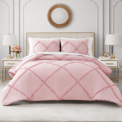 Diamond Ruffle Reversible Microfiber Comforter Set