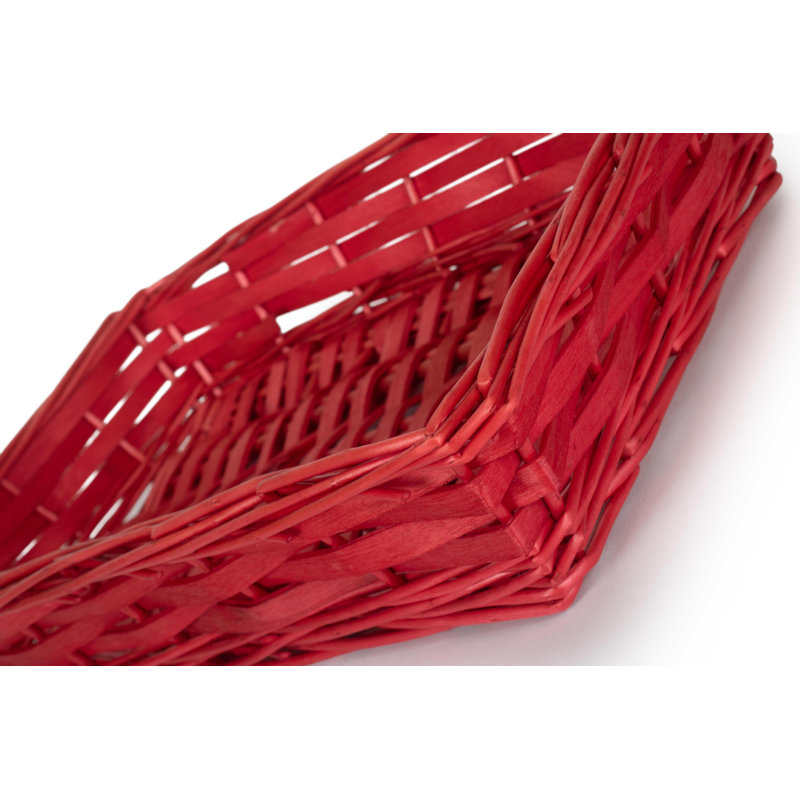 Wicker Storage Tray Basket, Red