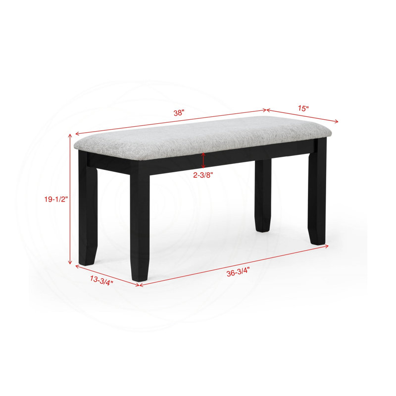 Ensemble de salle à manger gris vieilli de 6 pièces avec banc