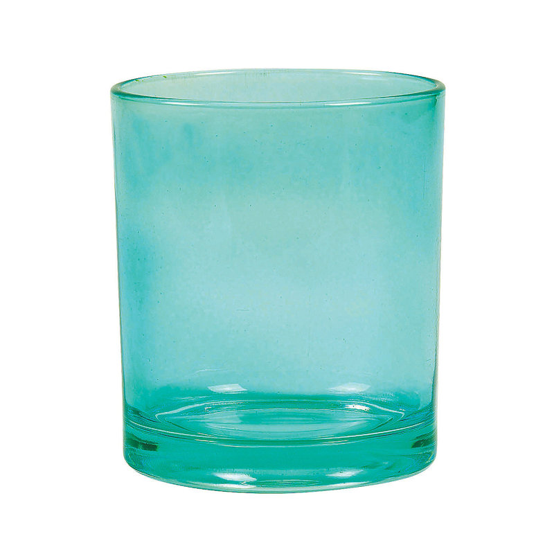 Glass Table Vase, Teal, 4" H x 10.2" W x 4" D
