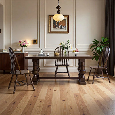 Ensemble de table de salle à manger rétro et élégant en bois massif
