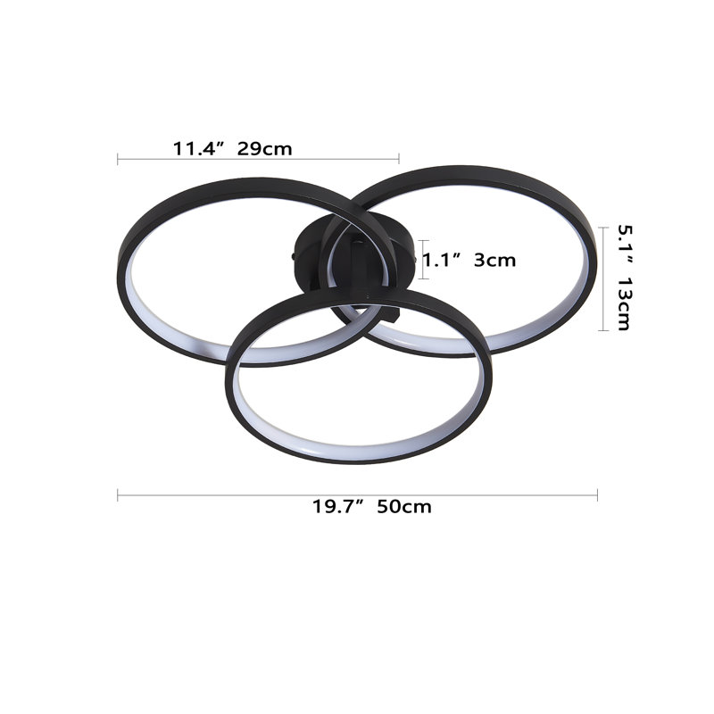 Plafonnier encastré 1 lumière DEL mat noir