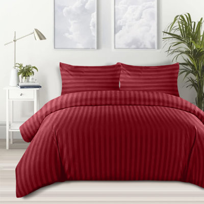 Stripe Duvet Cover Complete Bedding Set - Microfiber Duvet, Fitted Sheet & Pillowcases