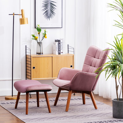 Indoor Modern Chair, Tufted Accent Chair With Ottoman