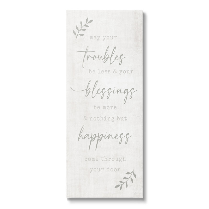 Troubles Less Blessings More Motivational - Single Picture Frame Textual Art on MDF, 40" H x 17" W x 1.5" D, Wrapped Canvas