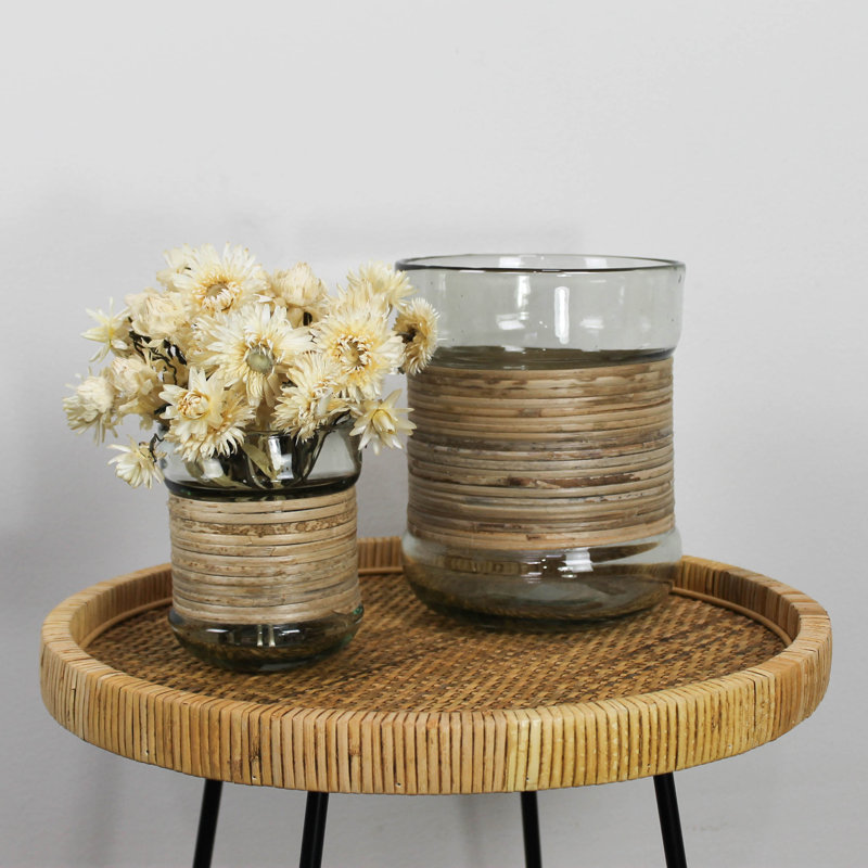 Vase Miley avec habillage de canne, verre - petit