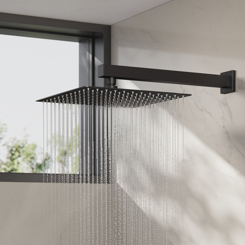 Rugen Rain Shower Head with Handheld, 12" & 6" Dual Shower System with Pressure Balance Valve, High Pressure Rainfall Showerhead Faucet Set Matte Black