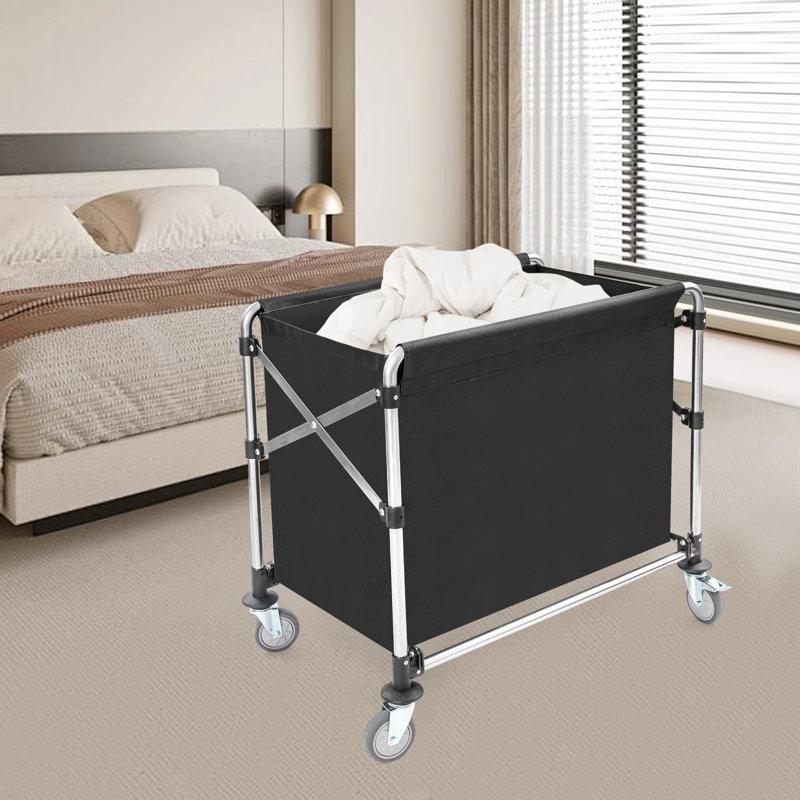 34.25X20.47X30.7” Folding Laundry Cart, 30.7" H x 34.52" W x 20.47" D, Black