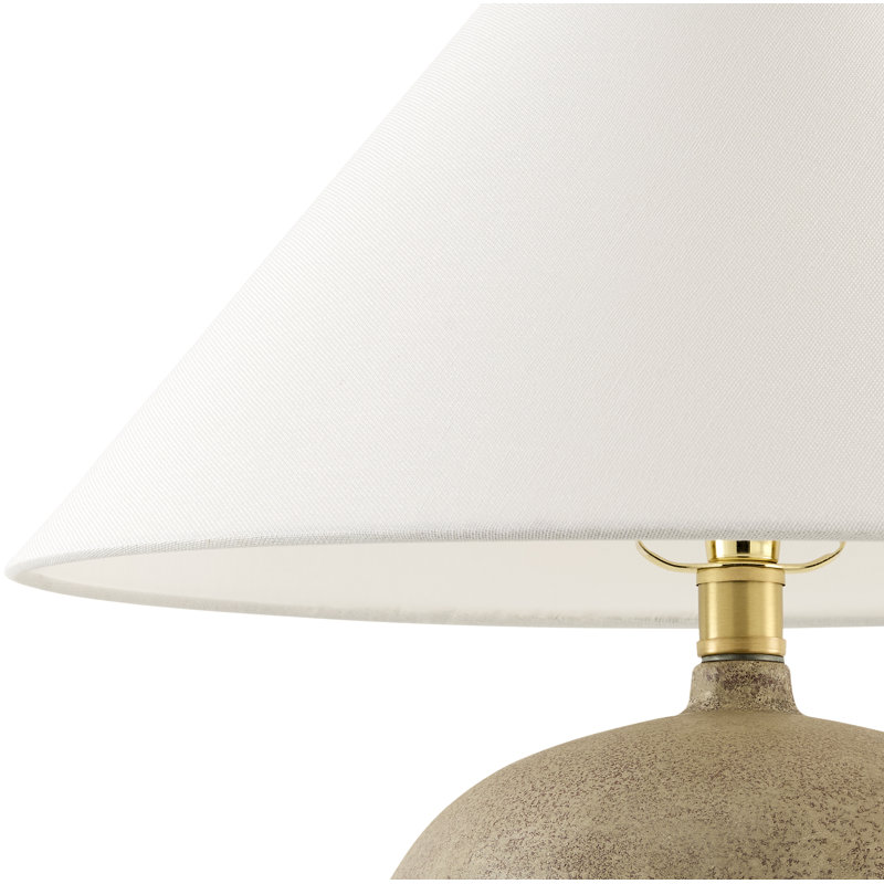 Lampe de table Croce, Gris patiné, Lin blanc empire