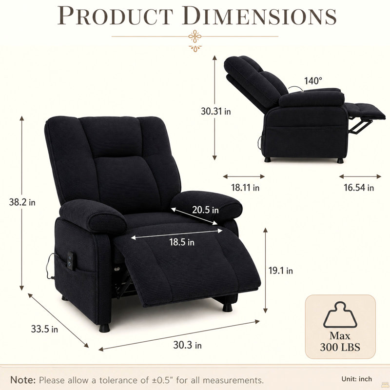 Fauteuil inclinable électrique Basic, Gris chenille