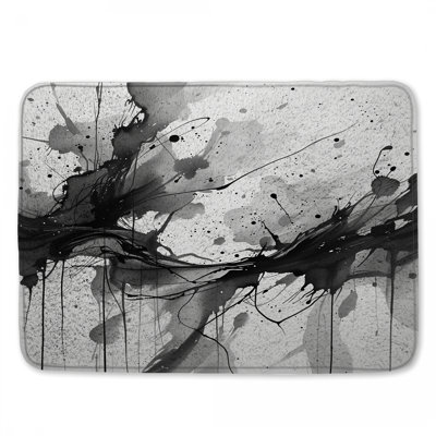 Black White Splatter Bath Mat Modern Bathroom Decor