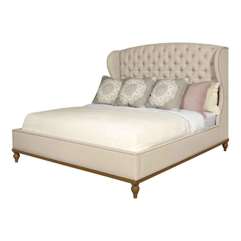 Emma Queen Upholstered Panel Bed, Casa Blanca, Tuck Linen, Yes