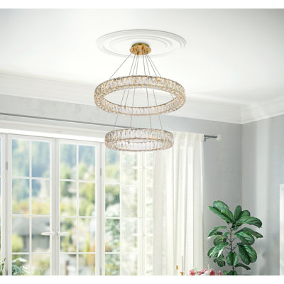 Steveson 2-Light Crystal Oval LED Chandelier