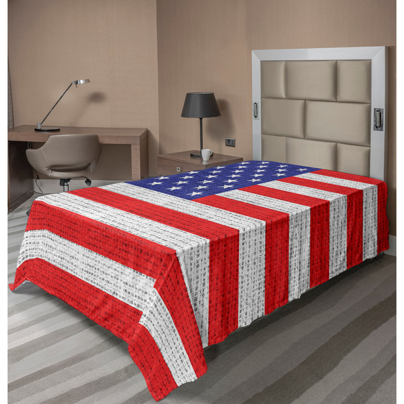 Drap-housse rétro Ambesonne, thème de la liberté, blanc, bleu et vermillon, Simple extra long