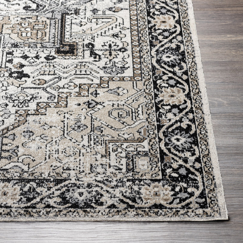Tapis oriental noir / taupe lavable Haughton, Tapis de couloir 2 pi 7 po x 7 pi 3 po