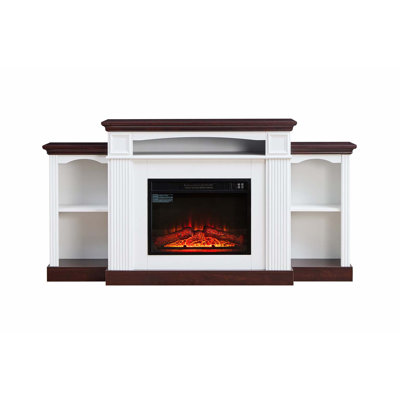 Meuble télé avec foyer électrique pour téléviseur de 70 po, foyer de 23 po avec manteau de cheminée, meuble télé de salon avec télécommande