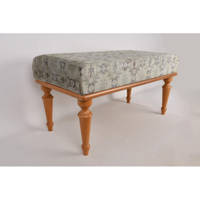 Cotton Upholstered Bench, Black, 45cm H x 90cm W x 45cm D