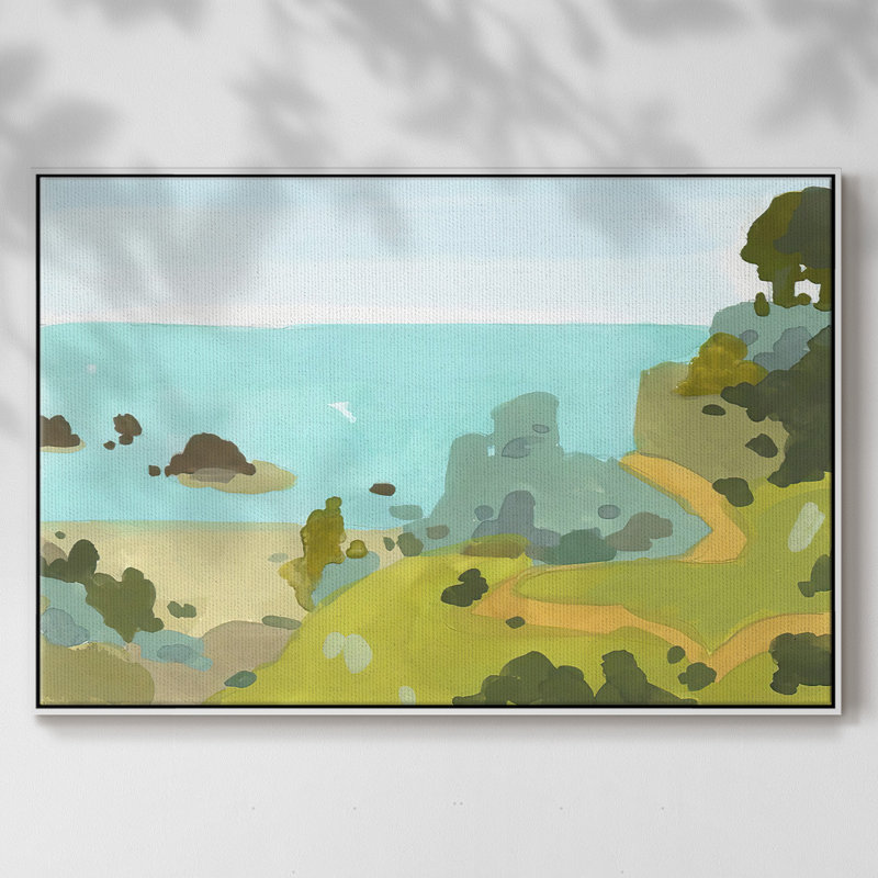 Coastal Inlet III, peinture sur toile encadrée, Cadre blanc, H 27 po x l 41 po x P 2 po