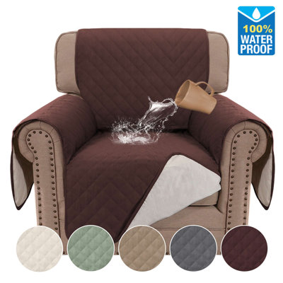 100% Waterproof Microfiber Fabric Sofa Slipcover Chair Cover Furniture Protector Cover with Elastic Straps for Pets Non Slip Loveseat Slipcover Machine Washable