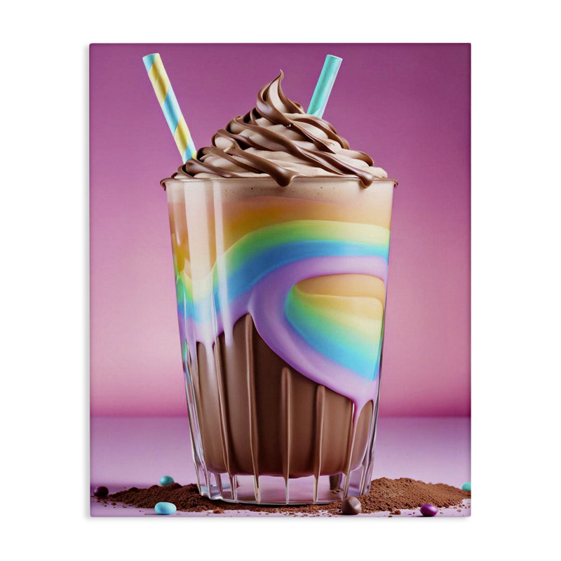 Toile Milkshake arc-en-ciel, conception de Tabz Jones, H 20 po x l 16 po