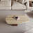 Simple shaped solid wood cave stone coffee table-106677880