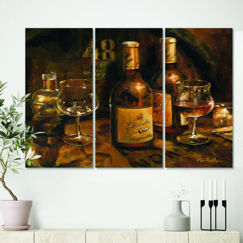«Vintage Wine Cellar», peinture à multiples images sur toile tendue, H 28 po x l 36 po x P 1 po