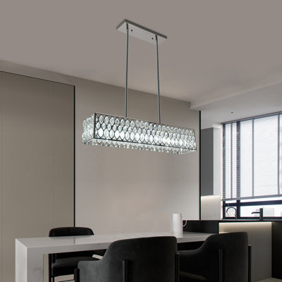 Luminaire suspendu en cristal 6 têtes pour îlot de cuisine
