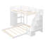 Lit superposé avec tablettes à 3 niveaux, tiroirs et escalier de rangement-1609690478