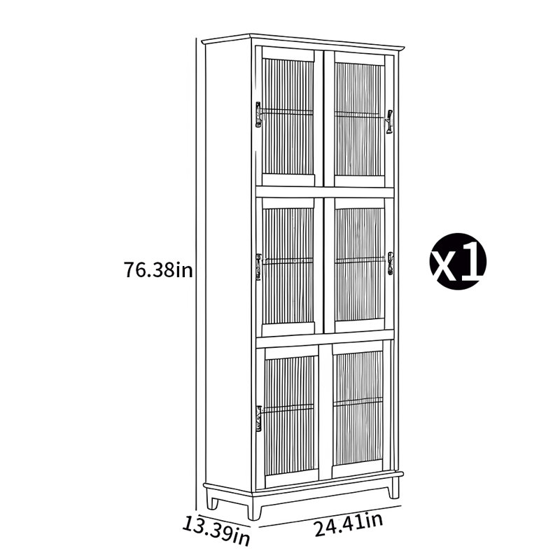 Bibliothèque simple en bois, (6 tablettes) H 76,38 po x l 24,41 po x P 13,39 po, Crème, crème