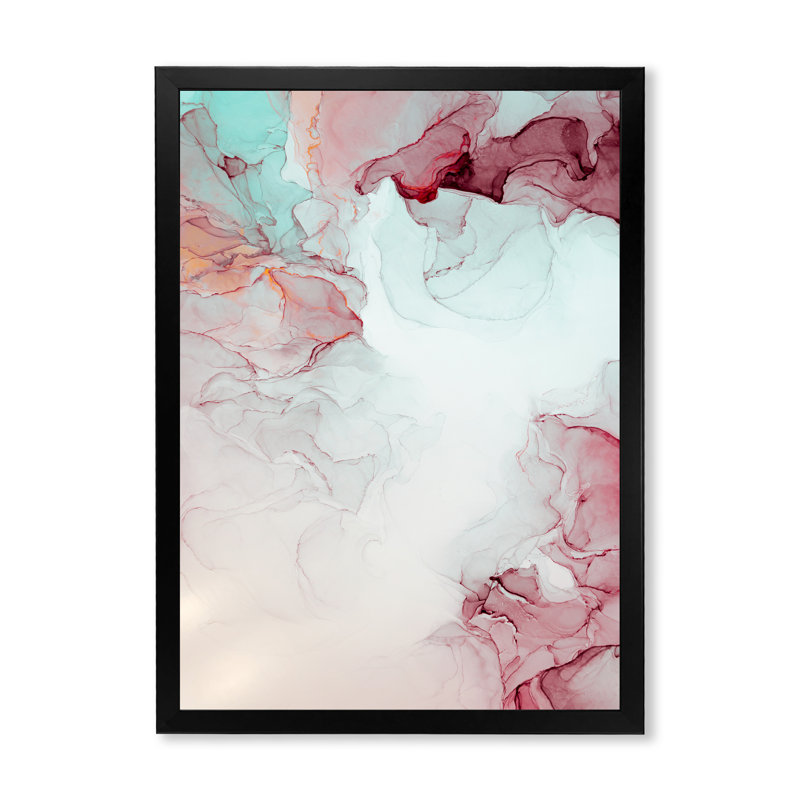 Marbre gris et rose, ondulations d'art II - reproduction d'art moderne sur toile, H 36 po x l 24 po x P 1 po