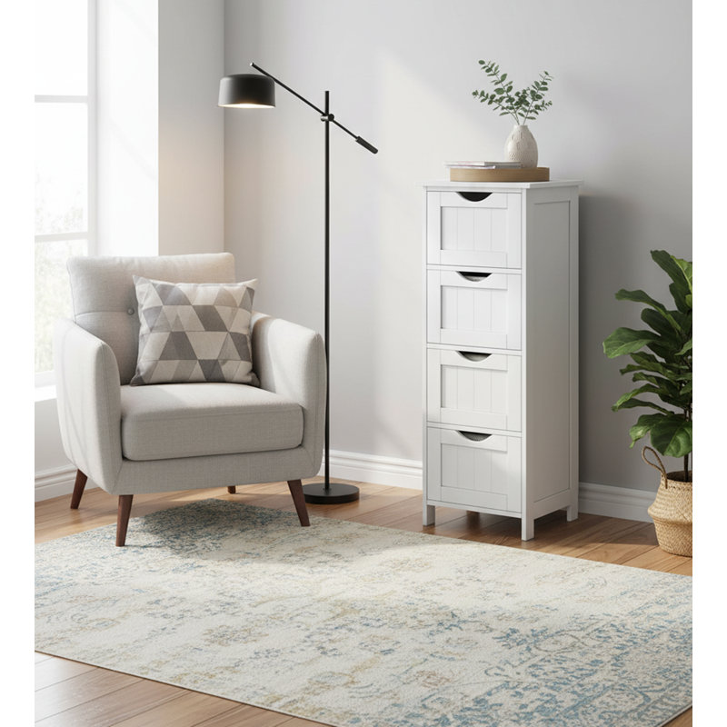 Engineered Wood Bathroom Cabinet, White