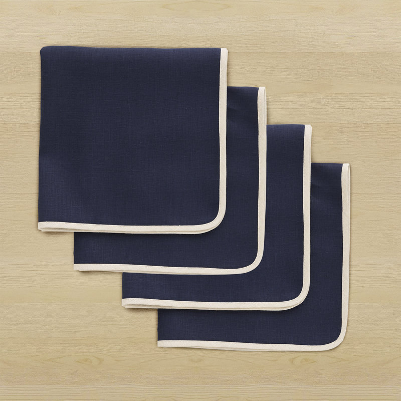 100% Pure Linen Dinner Napkins -kensington, Navy