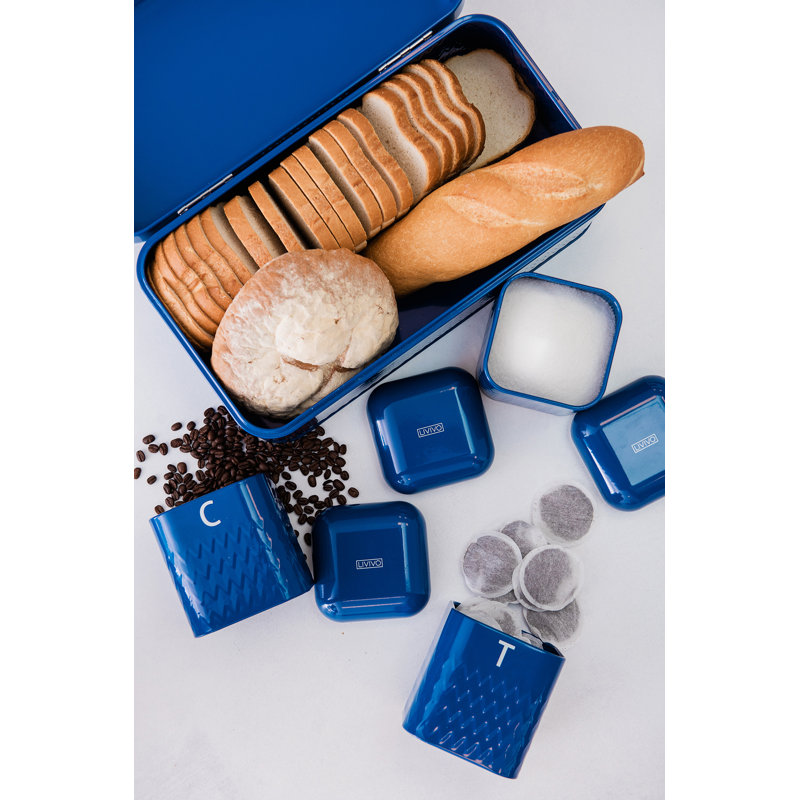 4 Piece Kitchen Canister Set, Navy