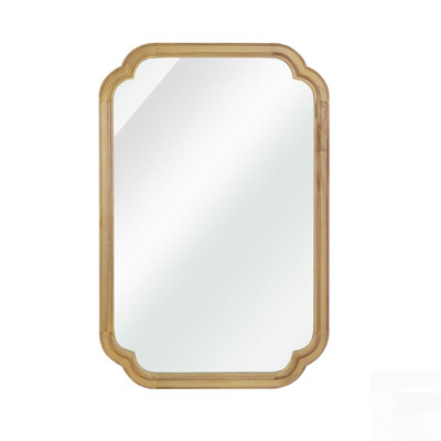 20" X 30" Solid Wood Frame Rounded Corner Decorative Mirror, Mirror For Bedroom, Bathroom, Living Room, Entryway