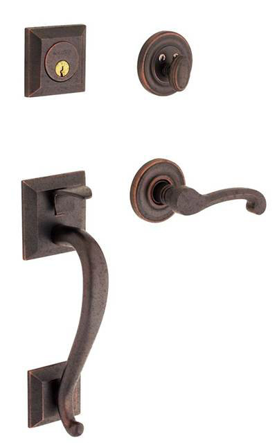 Madison Handleset with Single Cylinder Deadbolt and Door and Rosette, Right, Satin Black, Yes