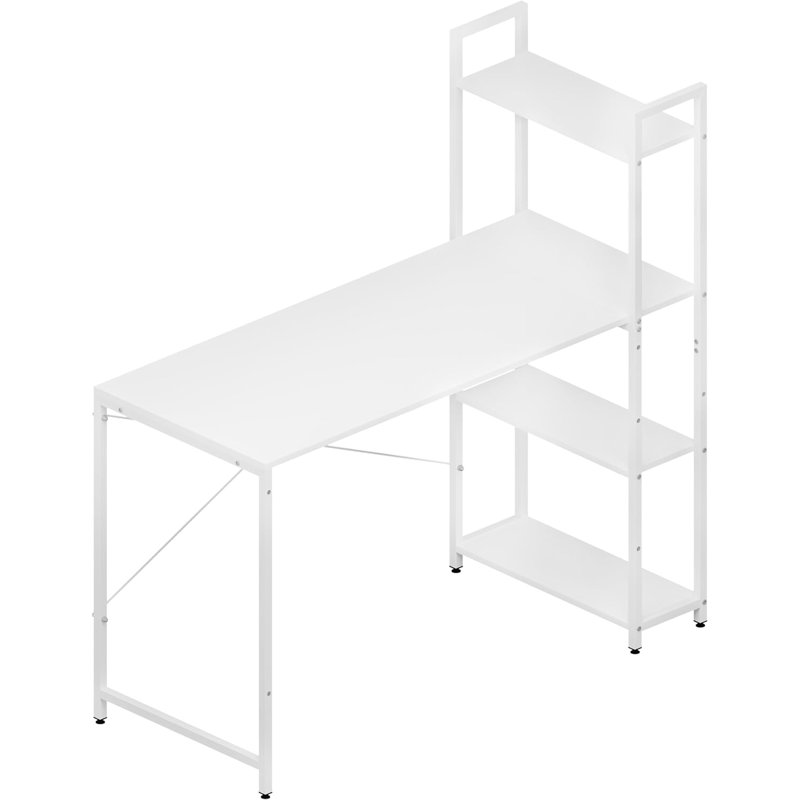 Atreau L-Shaped Metal Base Computer Table, Brown