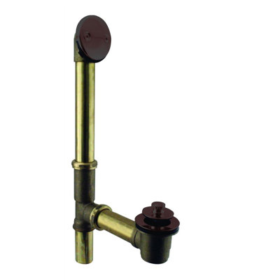 14 20 ga. Pull & Close Bathtub Leg Drain Assembly with 2-Hole Overflow