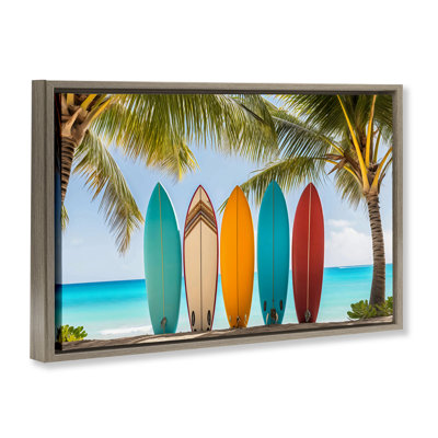Colorful Surfboards Shoreline Floating Frame, design by LSR Design Studio