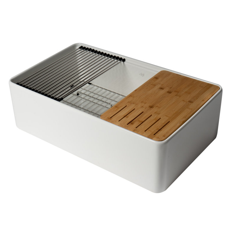 33'' L Single Bowl Fireclay Kitchen Sink, 46 cm H x 30 cm W