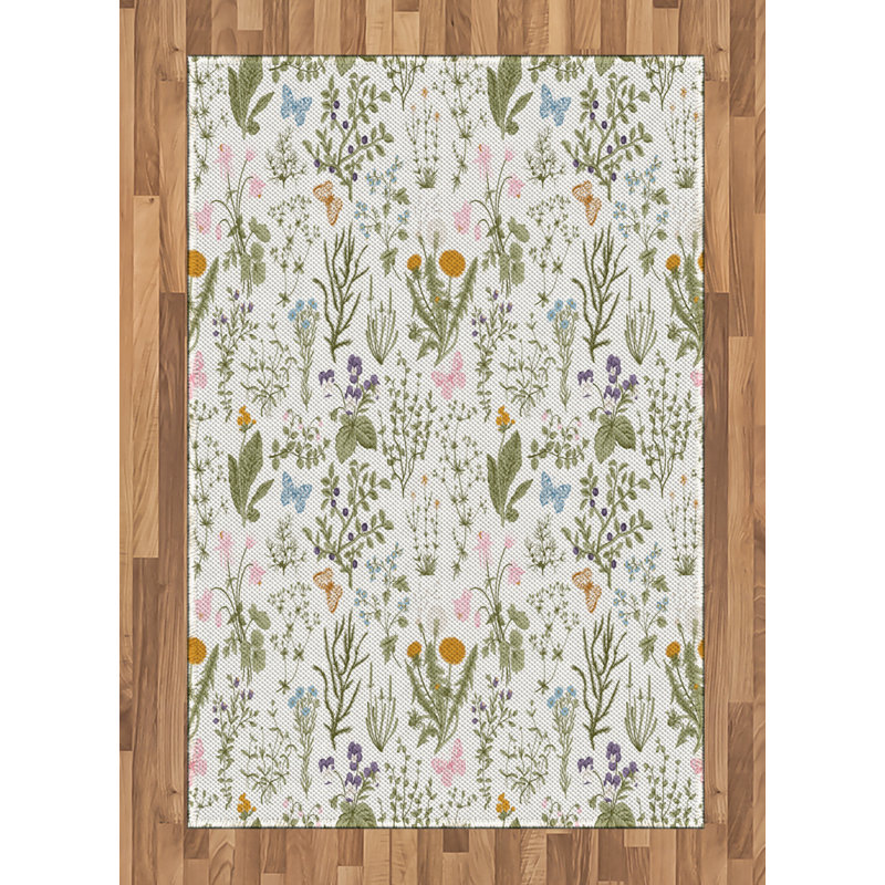 Floral High Density Long Fiber Poly Threads Decorative Area Rug Carpet, Rectangle 4' x 5'8"