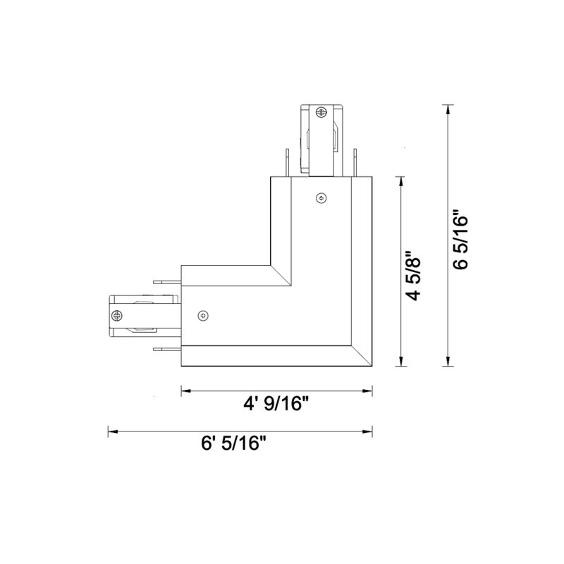 Left Recessed L Connector, Black