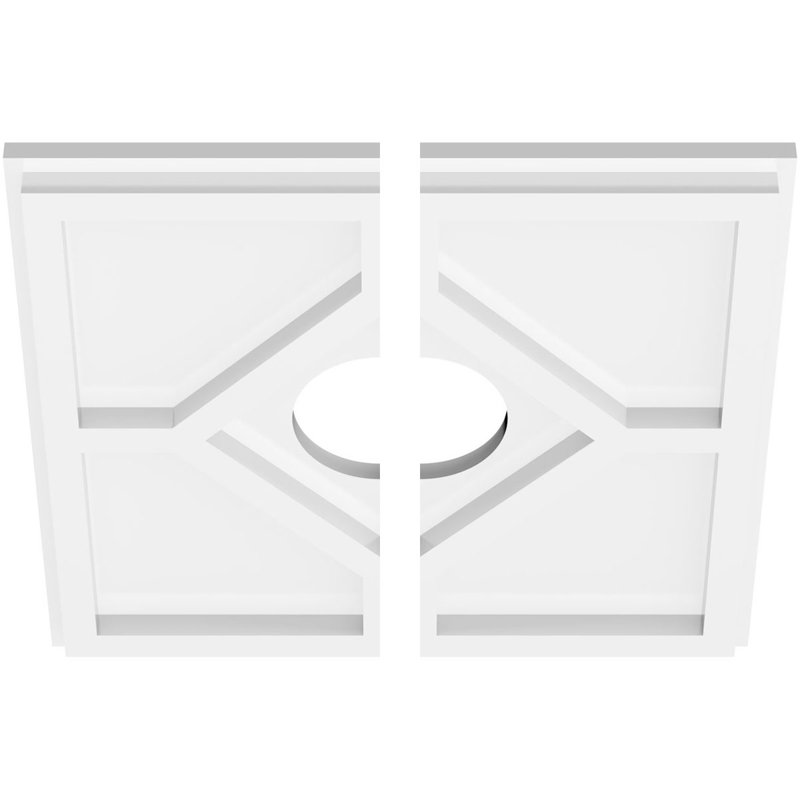 12"OD x 3"ID x 4"C x 1"P Embry Architectural Grade PVC Contemporary Ceiling Medallion, Two Piece, 1" H x 12" W x 12" D