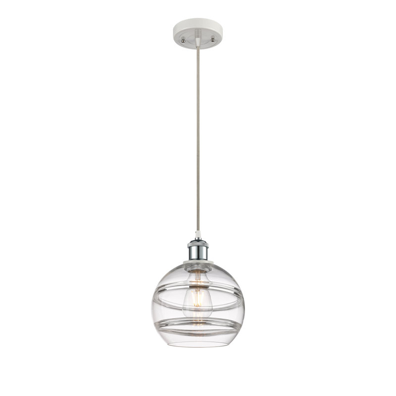 Luminaire suspendu 1 lumière Ballston Natick, Transparent, H 9,88 po x l 8 po x P 8 po, Chrome poli blanc