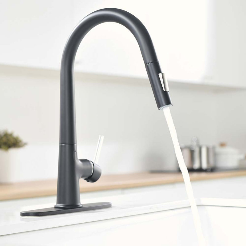 HOOSENG Pull Down Touchless Kitchen Faucet, Matte Black