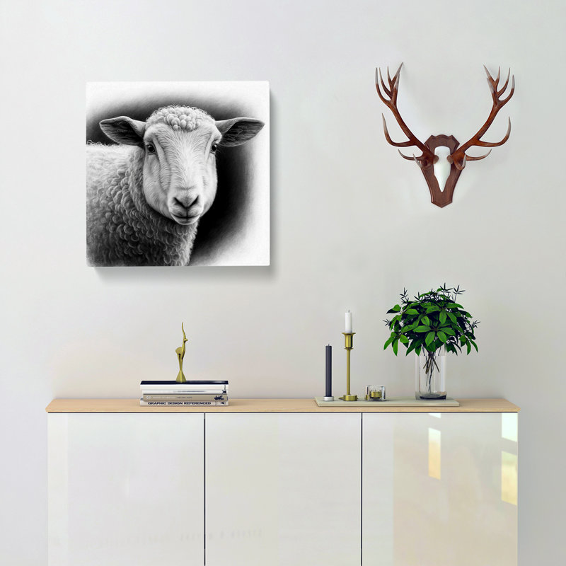 Sheep - Wrapped Canvas - Framed Print, 35cm H x 35cm W x 3cm D