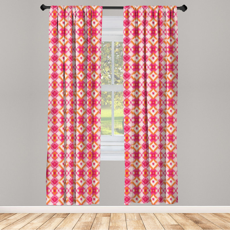 Ikat Semi-Sheer Rod Pocket Curtain Panels, 28" x 84"