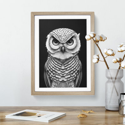 Owl Monochrome No.1 - Framed Print